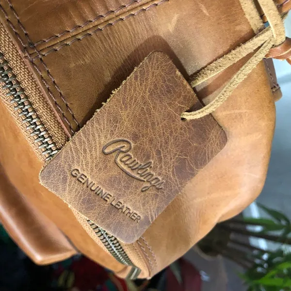 RARE Rawlings Red Label Genuine Leather Backpack Brown Red Stitch NEW Measurement in pics Unisex - Image 4