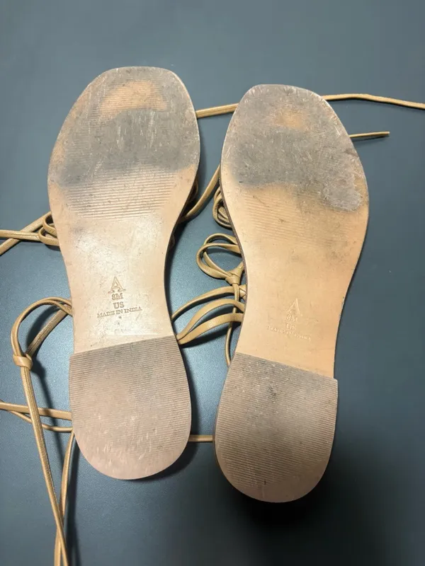 ANTHROPOLOGIE Neutral Tan Lace-Up Gladiator Sandals - Image 6