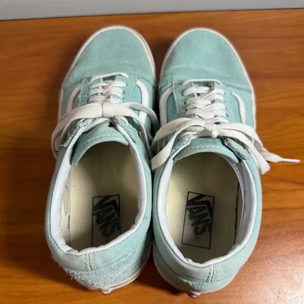 Vans Old Skool‎ Low Top Sneaker Suede Leather Skate Teal Light Blue W9.5 - Image 5