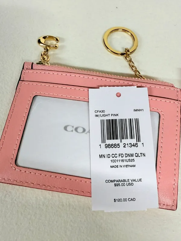 coach Mini Skinny Id Case In Loved Denim With Quilting And Charm cfa30 - Image 8