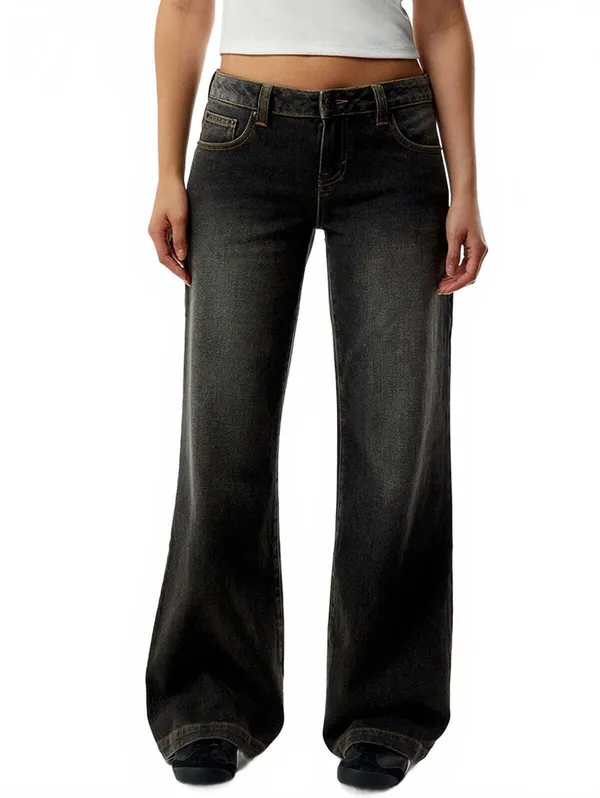 Pacsun Charlie Low Rise Baggy Bootcut Jeans Washed Black NWT Size 26 - Image 4