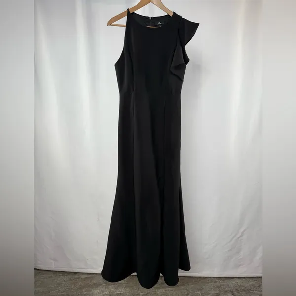 Lulu's One Shoulder Ruffle‎ Maxi Dress in Black Size Medium - Image 2
