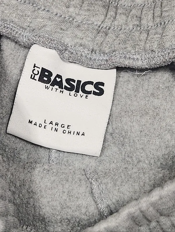 FCT Basics Grey Sweat Shorts Womens Large Elastic Waist Pockets Fleece Lounge - Image 9