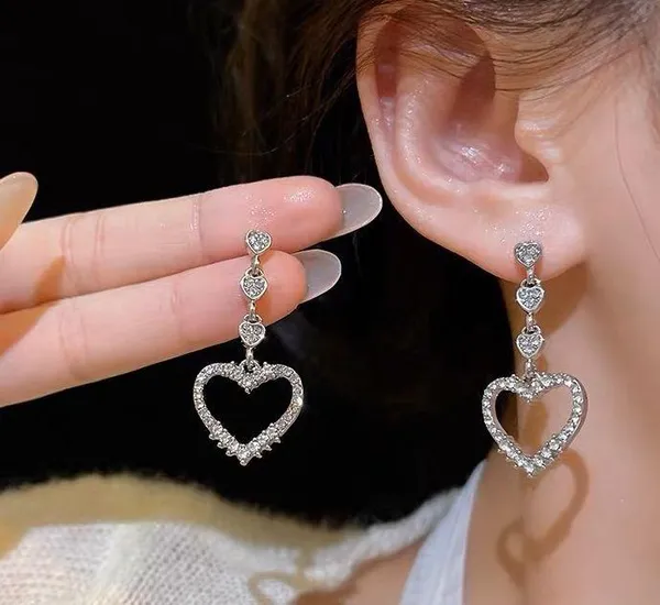 925 Silver Plated Love Heart Drop Dangle Earrings for Women - Image 4