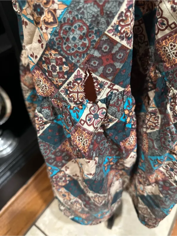 Anthropologie “Peregrine” Patchwork Midi Dress – Smocked Bodice – Size Medium - Image 5