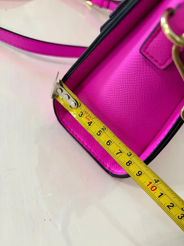 ALDO Hot Pink Satchel Handbag Scarf Handle Gold Hardware Statement Y2K - Image 6