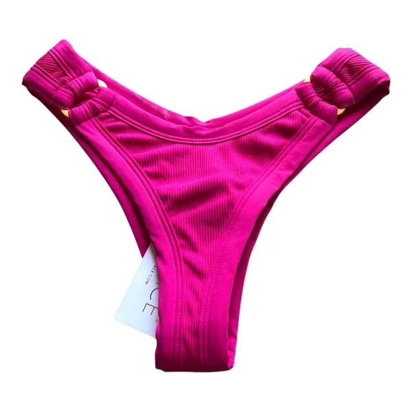 L*Space Anna Bitsy Cut Bougainvillea Pink Ribbed Bikini Bottom Women’s XS NWT - Image 3