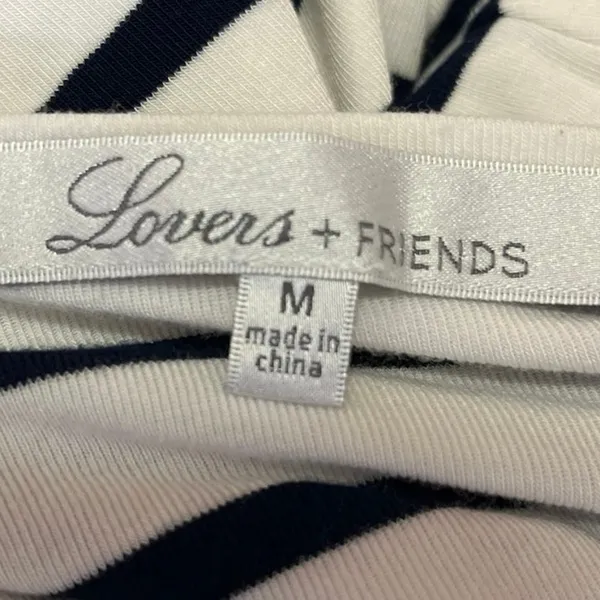 REVOLVE Lovers + Friends White Black Striped Long Sleeve Romper Bodysuit Top M - Image 4