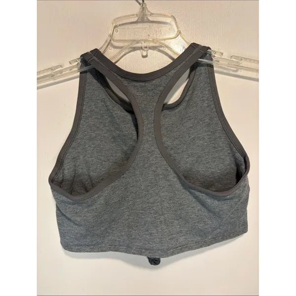 Aerie Long Line Tie Front Heather Grey Sports Bra Crop Racerback Size M - Image 2