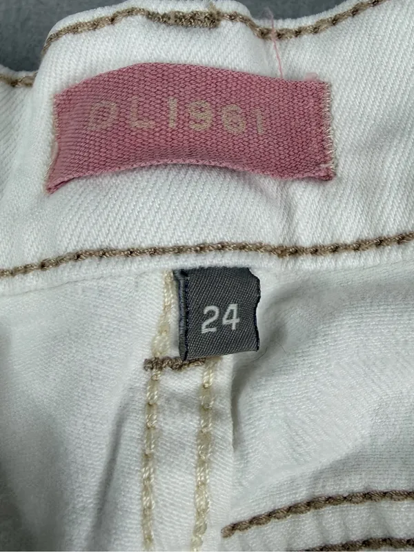 DL1961 Hepburn Cargo Jeans 24 Eggshell White High Rise Wide Leg 33" - Image 7