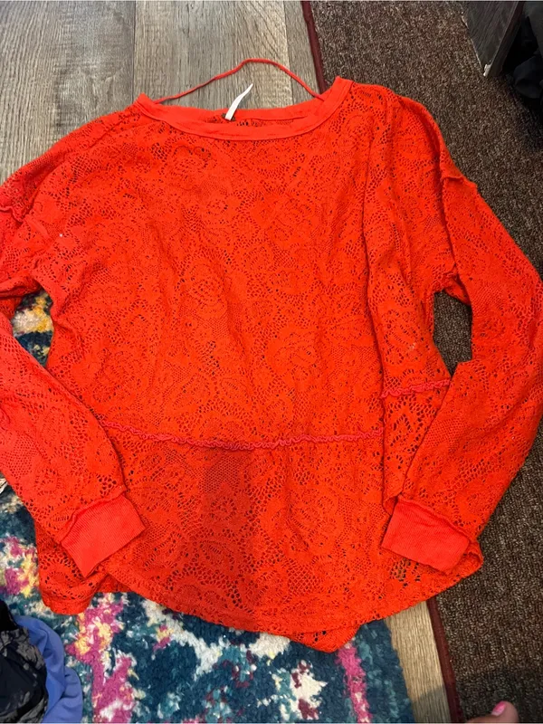 Free people Red Lace Long-Sleeve Women's Top - Image 4