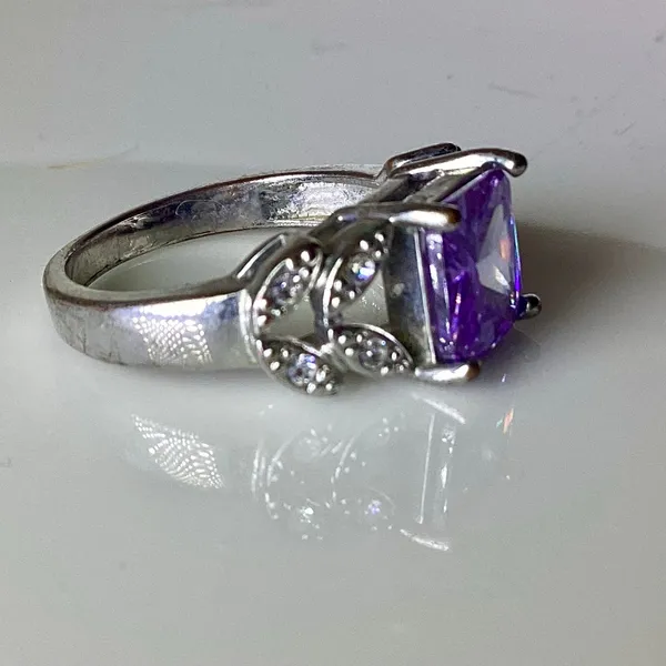 Faux Amethyst Crystal Ring Silver - Image 8