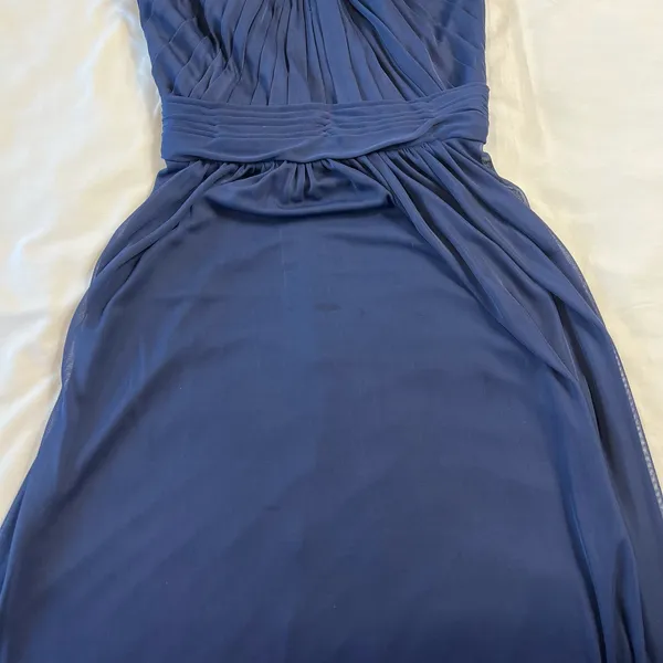 David's Bridal Women's 2 Blue Midi Brides Maid Dress Flowy Light Weight - Image 9