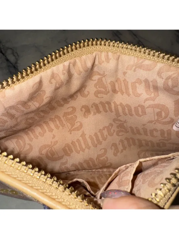 Y2K Juicy Couture Velvet Wristlet Handbag Wallet Pink Rose Gold Valentines Day - Image 7