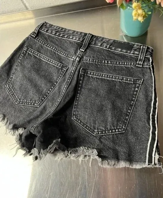 Abercrombie & Fitch Washed Black Denim Shorts - Image 5