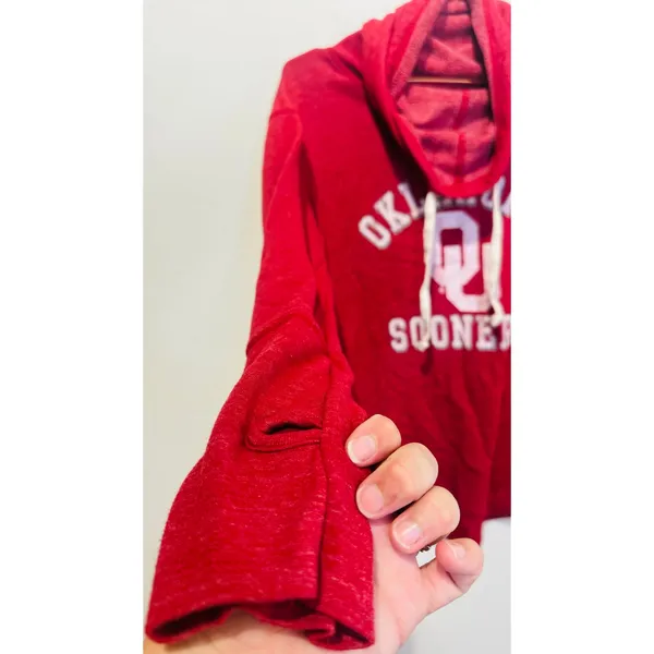 THE ORIGINAL RETRO BRAND Crimson Red Cowl Neck Pullover Distressed OU sz Large - Image 8