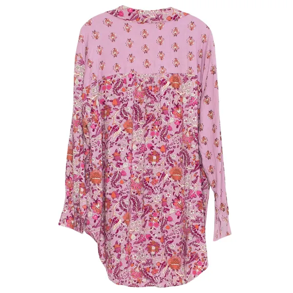 Knox Rose Floral Tunic Top Boho Peasant Cottage Linen Button Up Festival Sz XXL - Image 2