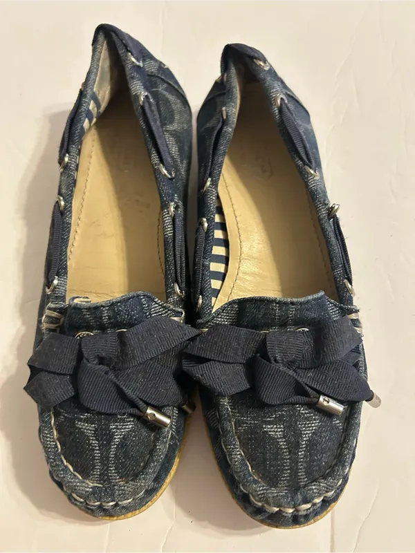 Coach Denim Blue Women’s Bow Moccasin Loafers - Image 2
