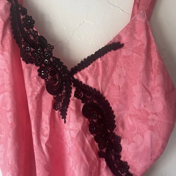 Victoria's Secret Vintage 90s Medium‎ Pink Satin Lace Floral Coquette Sleepwear - Image 4