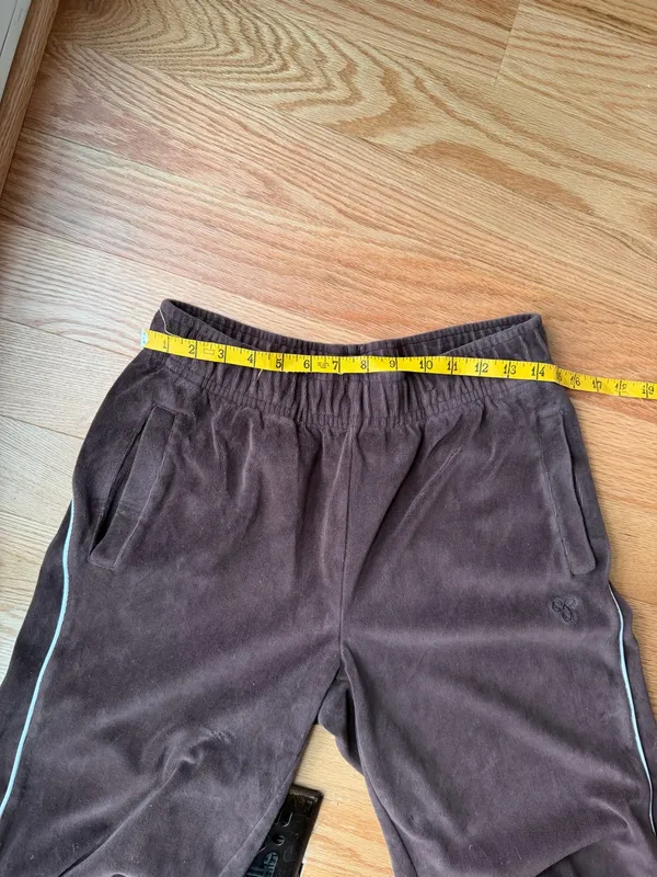 Tna Aritzia Chocolate Brown Velour Track Pants Size Medium Y2K - Image 9
