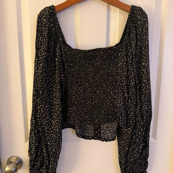 Medium Cropped Target Black A New Day Long Sleeve Black Polka Dot Blouse - Image 3