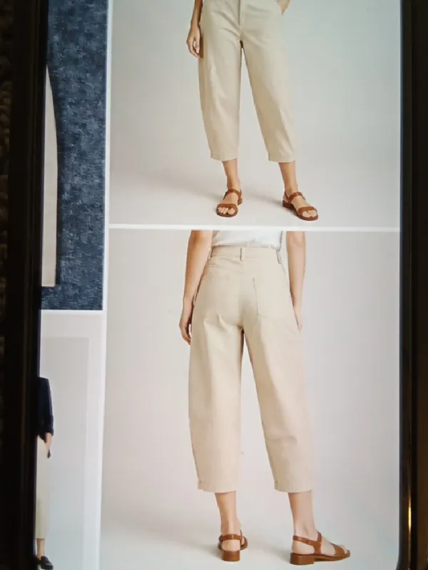 Maeve Light Beige Trousers Cotton Blend Cropped Barrel Leg Vacation Womens 14 - Image 8