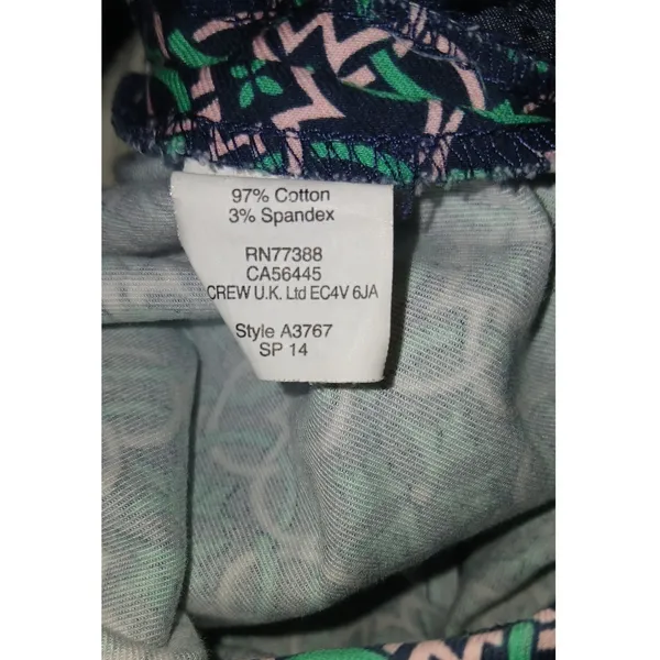 J.Crew Womens Geometric Floral Print Slim Leg Pants Green Navy Pink - Image 3