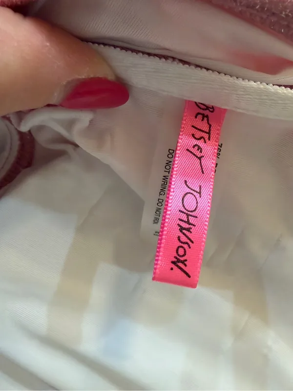 Betsey Johnson Barbie Pink Metallic Glitter Shimmer One Piece Swimsuit - Image 3