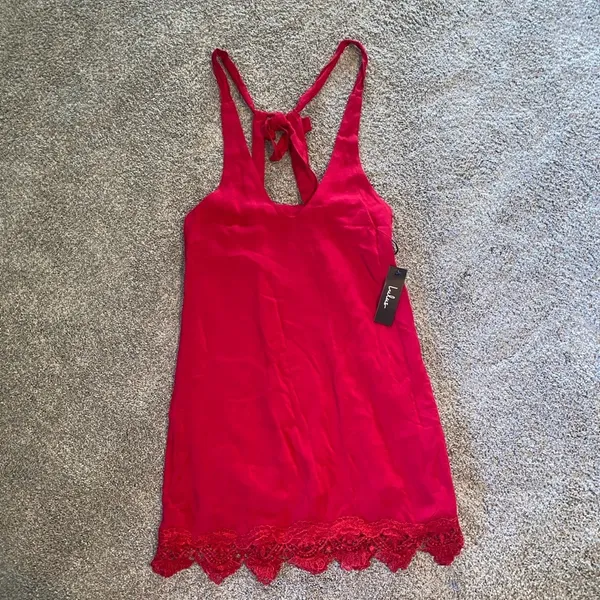 NWT Lulu’s Red Lace Hem Dress - Image 2