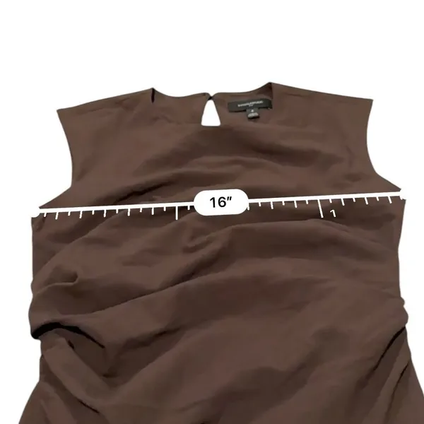 Banana Republic Top Womens 4 Brown Ruched Draped Sleeveless Keyhole Blouse NEW - Image 6