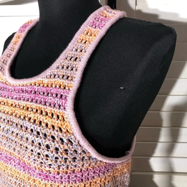 Cotton On Crochet Crop Tank Top Pink Purple Size Medium - Image 6