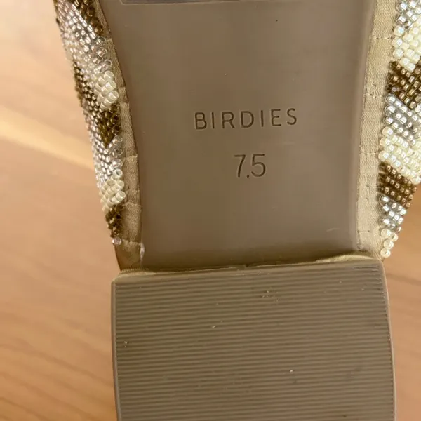 Birdies The Phoebe Mules Gold Beaded Chevron Pointed‎ Toe Slides Womens 7.5 - Image 6