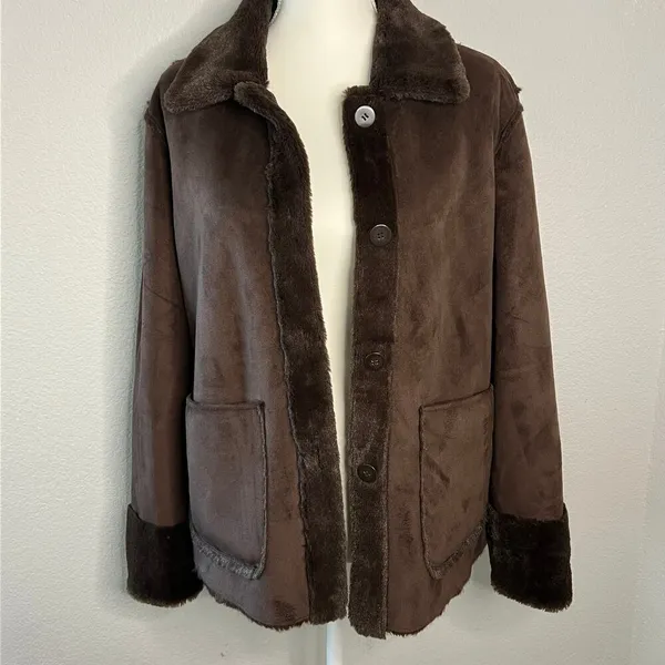 Brandon Thomas Reversible Suede Fur Jacket Women’s Small S Brown with Pockets - Image 3
