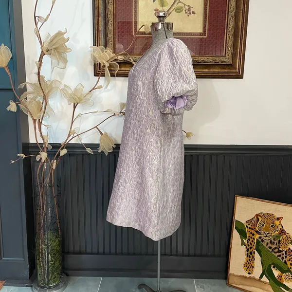 NWT Greylin Cali Jacquard Silk Blend Puff Sleeve Mini Dress Lavender L🧡🎀 - Image 7