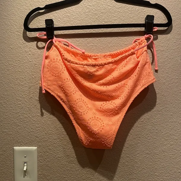 New Aerie Women’s Melon Orange High Rise String Side Tie Bikini Bottoms - Image 5
