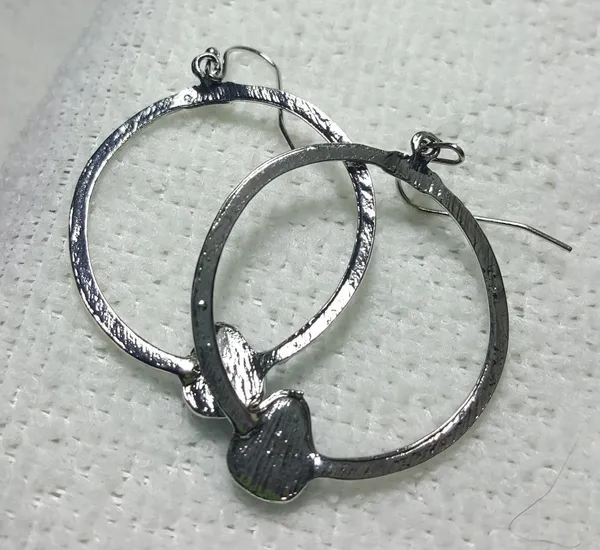 Silver Plated Turquoise Hoop Earrings - Image 3
