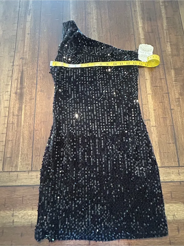 Altar’d State Black Sequin One Shoulder Cocktail Dress Size Small NWT - Image 7