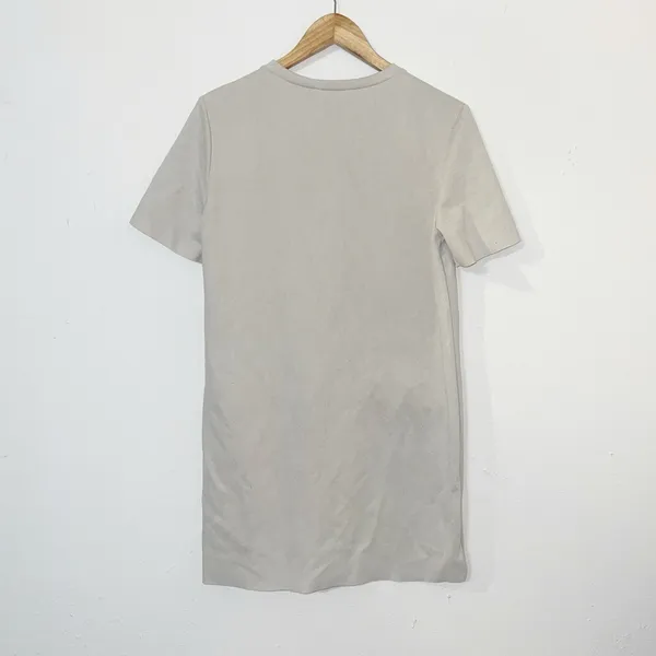 Zara neutral short sleeve faux pocket minimalist mini shift dress - Image 7