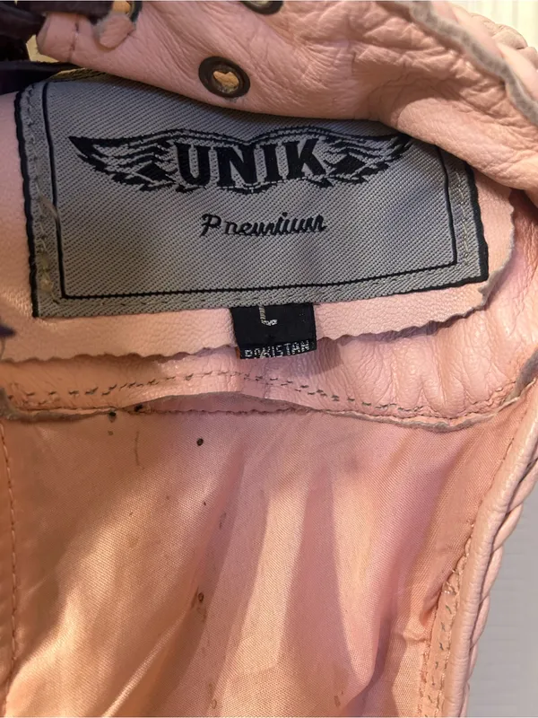 Unik Pink Leather Fringe Chaps - Boot Cut & Flare - Image 3