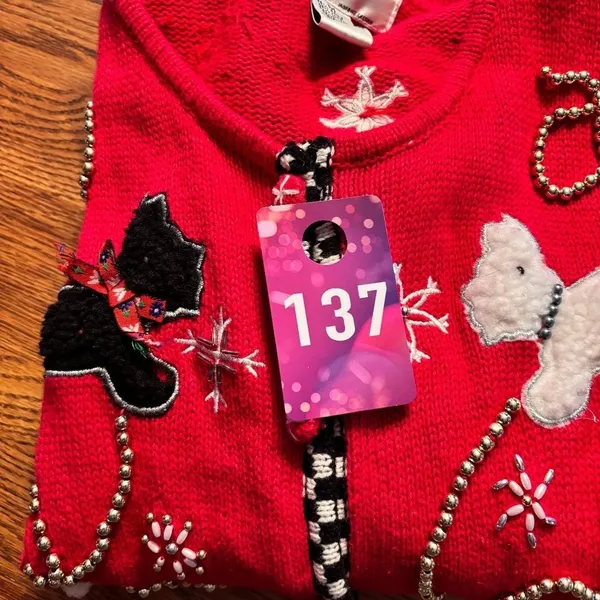 KIKIT Sweater Christmas Scottie Dogs Women's Size M Ugly‎ Christmas Sweater - Image 7