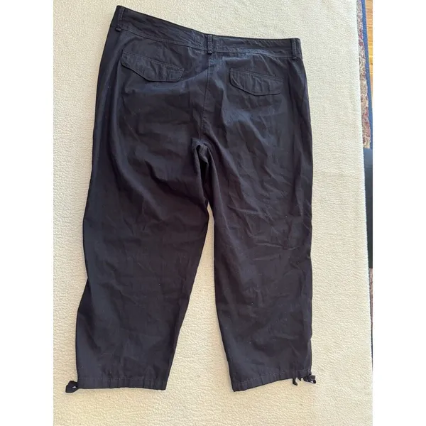 Loft Ann Taylor Women's 8 Black Zipper Cropped Capri Pants Cotton Pockets - Image 7