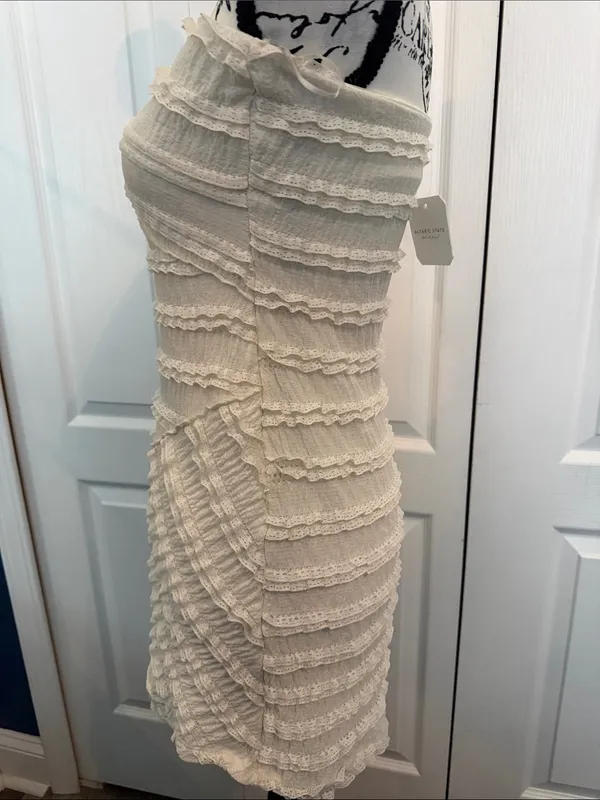 Altar'd State Cream Strapless Ruffle Mini Dress - Image 5