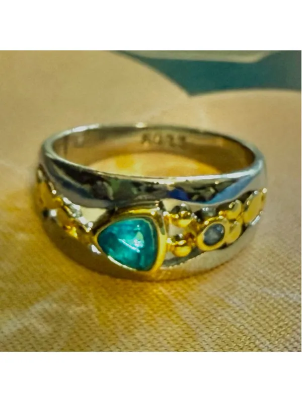 NEW Sterling Silver Ring with Blue Topaz & Tanzanite Simulated Stones Size 7 - Image 2