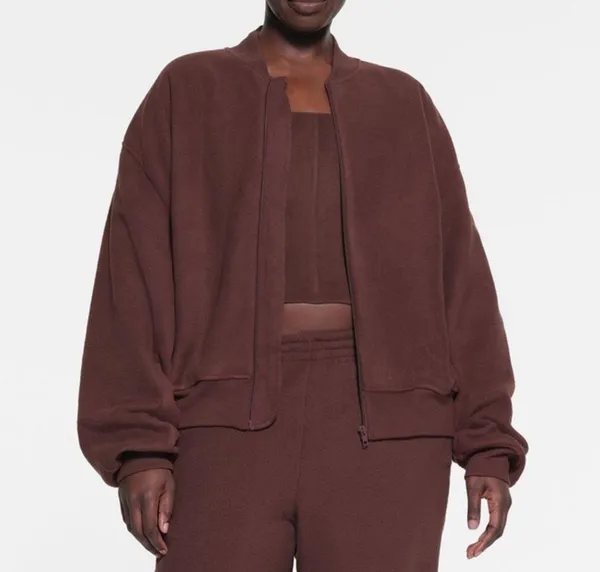 SKIMS FLEECE LOUNGE JACKET 'COCOA' - Image 6