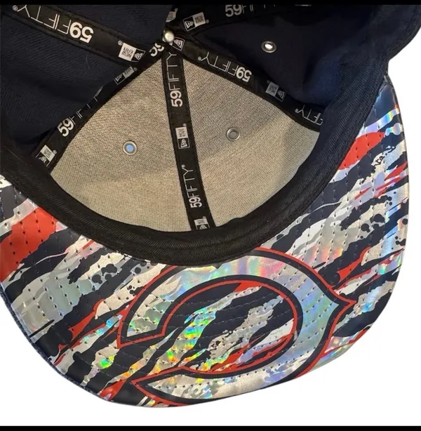 New Era NWOT Chicago Bears Hat Blue Black Orange Metallic 7 1/8 - Image 4