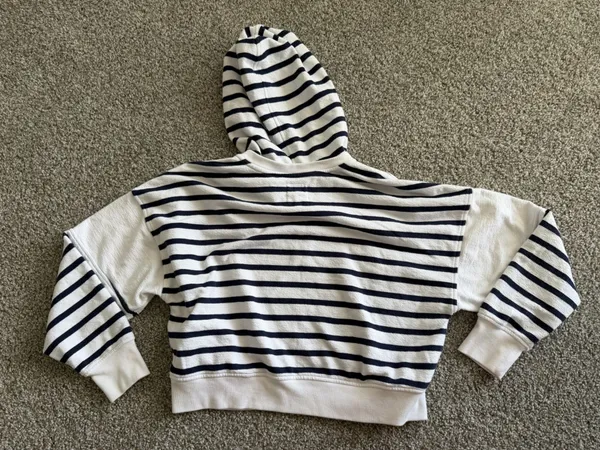 aerie Navy & White Striped Hooded Crop Sweater Coastal Nautical - Image 3