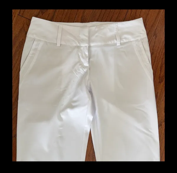 Adidas White Climalite golf pants - size 8 ***Refer to measurements. Great fabric pants for golf outings. Pants zip up. Gently warn and excellent condition. Measurements approximately 17” waste x 36.5” long x 10” rise. Non-smoking home. Priced to sell at as is condition. Don’t like my price, make reasonable offers! - Image 3