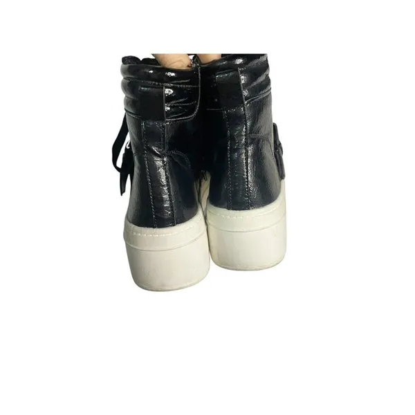 GIANNI BINI Kophie Patent Crinkle Rhinestone Buckle High Top Sneakers‎ Size 6 - Image 3