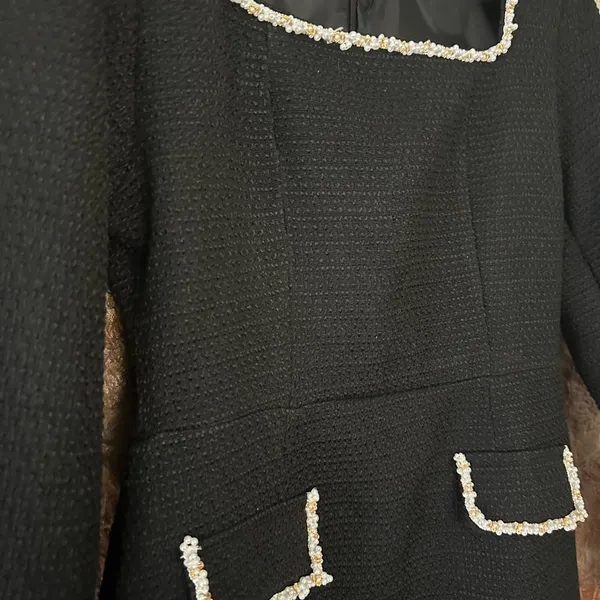 Commense Square Neck Pearl Beaded Dress size L - Image 4