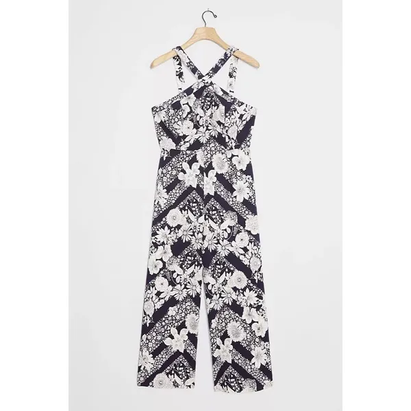 NWT!! Anthropologie MAEVE Magda Halter Jumpsuit Retro Floral Wide Legs Size 24W‎ - Image 5
